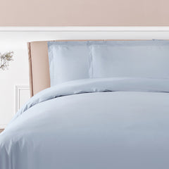 Misty Blue Long-Staple Cotton Duvet Cover Set (3 Pieces)
