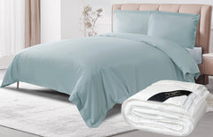 【Bundle Sale】All Season Silk Duvet Insert + Misty Blue Duvet Cover Set (3-Piece)