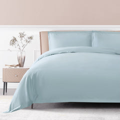 Long-staple Cotton Duvet Cover Set, 3-piece, Misty Blue