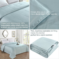 Summer, Machine Washable Silk Filled Blanket, Misty Blue