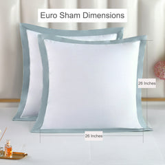 Long-staple Cotton Euro Sham Set of 2, White + Misty Blue