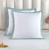 Long-staple Cotton Euro Sham Set of 2, White + Misty Blue