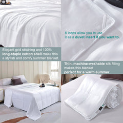 Summer, Machine Washable Silk Filled Blanket, White