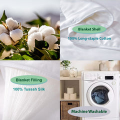 Machine Washable Silk Filled Blanket, White