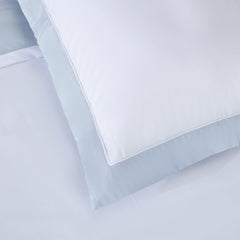 [Outlets] Long-staple Cotton Pillow Sham Set of 2, White + Misty Blue