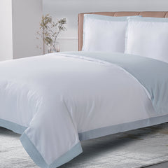 Long-staple Cotton Euro Sham Set of 2, White + Misty Blue