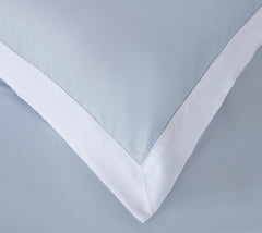 Long-staple Cotton Duvet Cover Set, 3-piece, Misty Blue + White