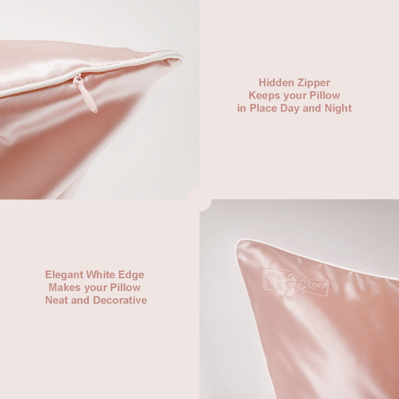 Pink Hidden Zipper with Elegant White Edge
