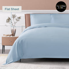 Long-staple Cotton Flat Sheet, Misty Blue