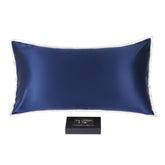 King-size 22 Momme Mulberry Silk Pillow Sham - Navy Blue + Cream