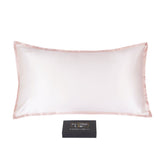 King-size 22 Momme Mulberry Silk Pillow Sham - Cream + Pink