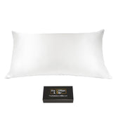 King-size 22 Momme Mulberry Silk Pillowcase, Zipper Closure, Cream