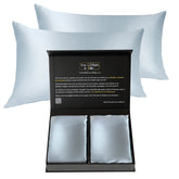 22 Momme Mulberry Silk Pillowcase Pair, Zipper Closure, Sky Blue