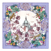 36x36" Hand-rolled Hem Silk Twill Scarf, Double-Sided Print, Violet