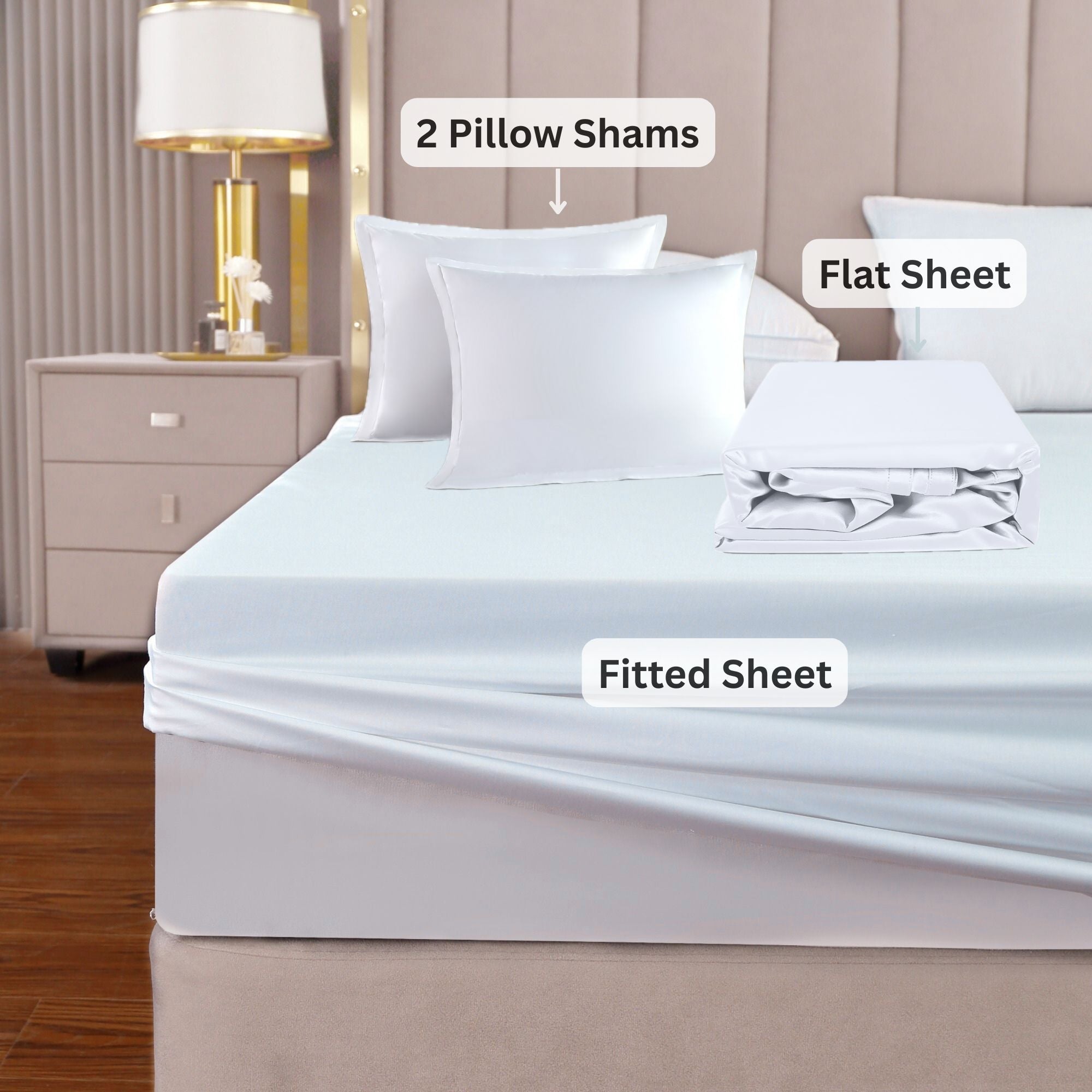 [Bundle] 100% Long-staple Cotton Bed Sheet Set (4-piece), White