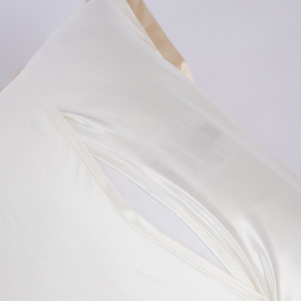 [Outlets] King-size 22 Momme Mulberry Silk Pillow Sham - Cream + Caramel