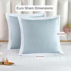 Long-staple Cotton Euro Sham Set of 2, Misty Blue + White