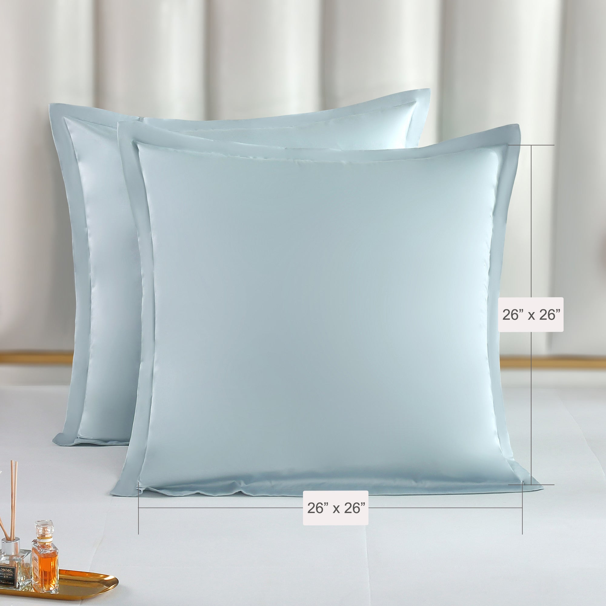 Long-staple Cotton Euro Sham Set of 2, Misty Blue