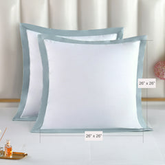 Long-staple Cotton Euro Sham Set of 2, White + Misty Blue