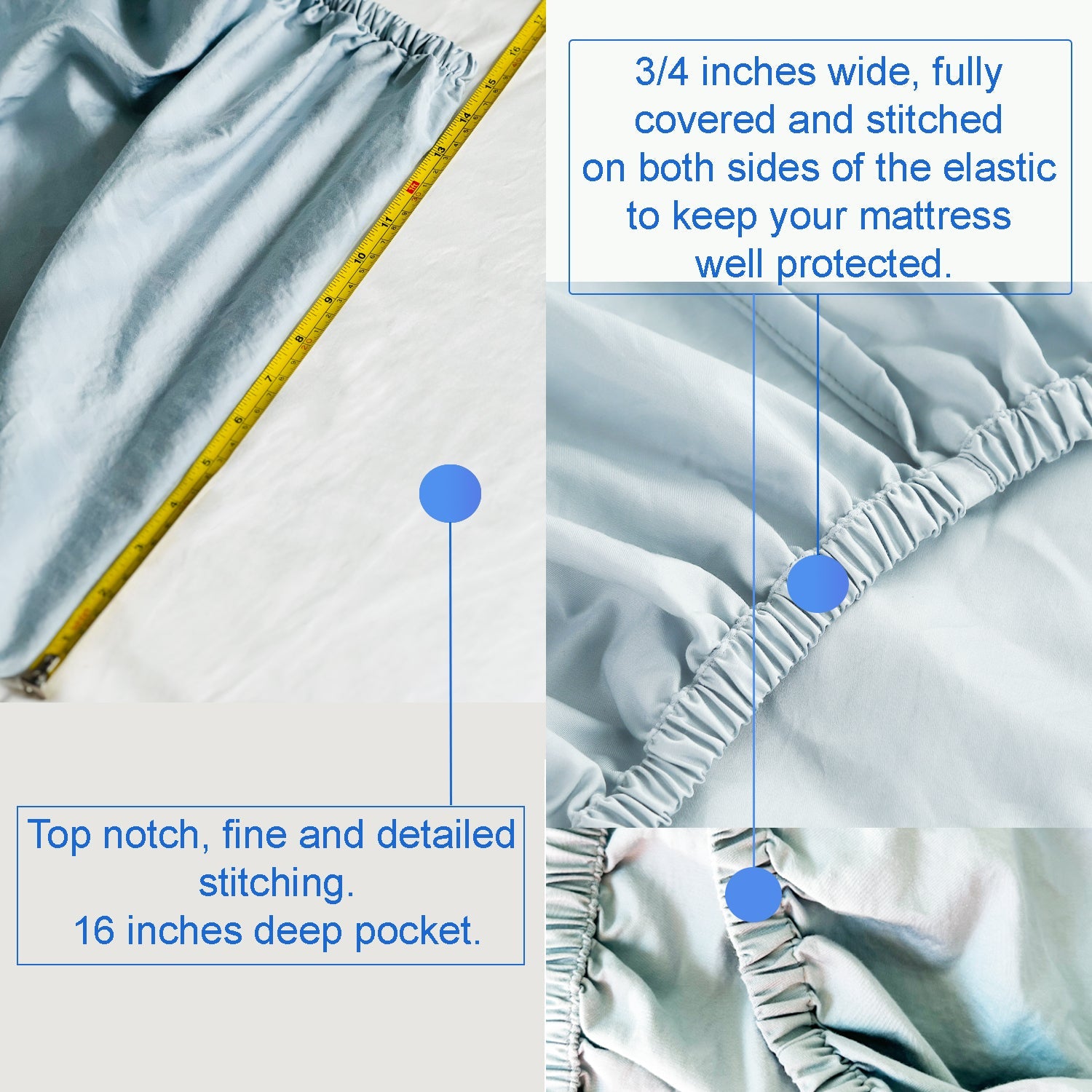 Long-staple Cotton Fitted Sheet, Misty Blue