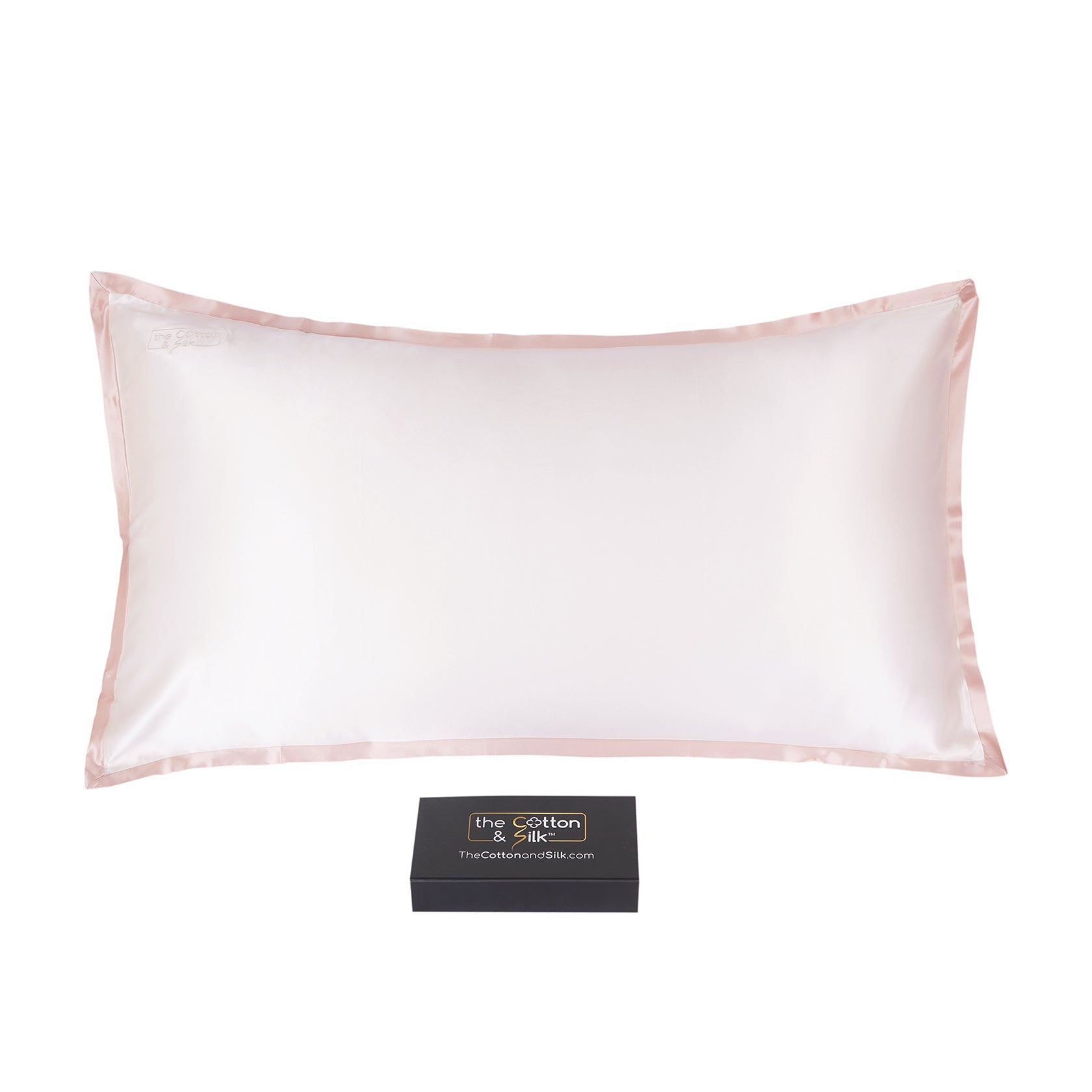 [Outlets] King-size 22 Momme Mulberry Silk Pillow Sham - Cream + Pink