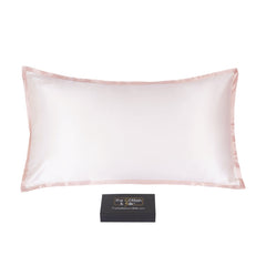 [Outlets] King-size 22 Momme Mulberry Silk Pillow Sham - Cream + Pink