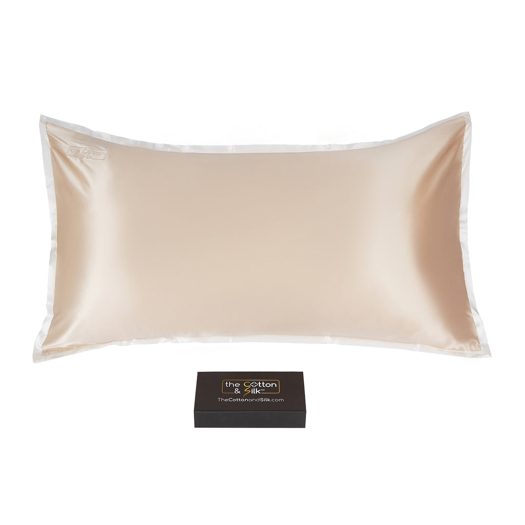 [Outlets] King-size 22 Momme Mulberry Silk Pillow Sham - Caramel + Cream