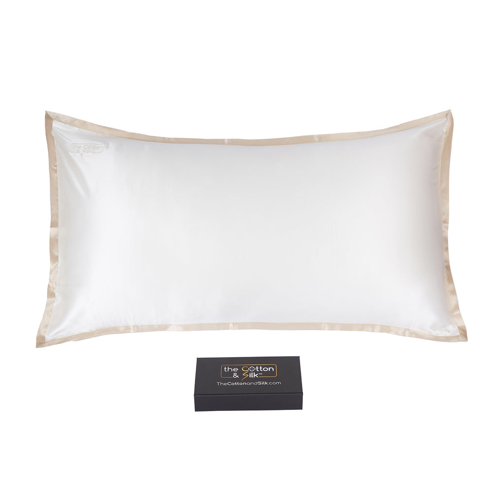 King-size 22 Momme Mulberry Silk Pillow Sham - Caramel + Cream - Thumbnail 2