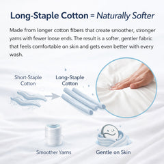 Long-staple Cotton Duvet Cover Set, 3-piece, Misty Blue + White