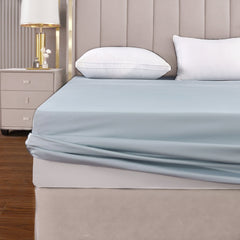 Long-staple Cotton Duvet Cover Set + Bed Sheets Bundle (5-Piece), Misty Blue