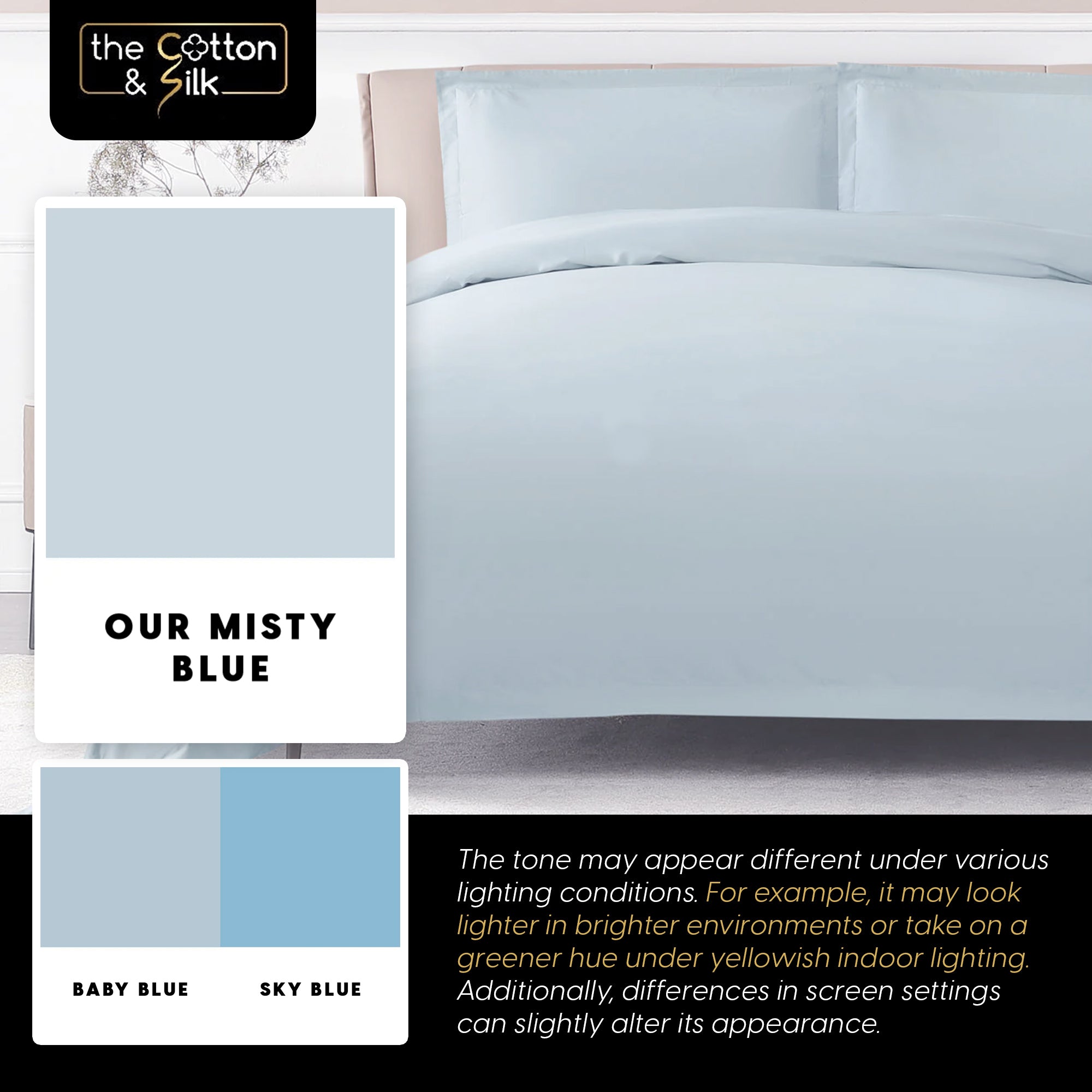 Long-staple Cotton Duvet Cover Set, 3-piece, Misty Blue