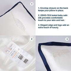 Pillow Sham Details - Cream with Navy Blue
