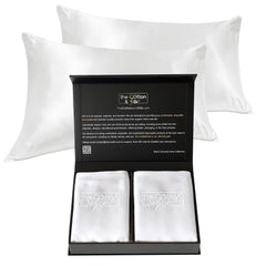 Luxurious 22 Momme Mulberry Silk Pillowcase Set of 2, White