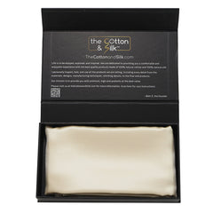 22 Momme Cream Silk Zip Pillowcase - Queen Size - Gift Box