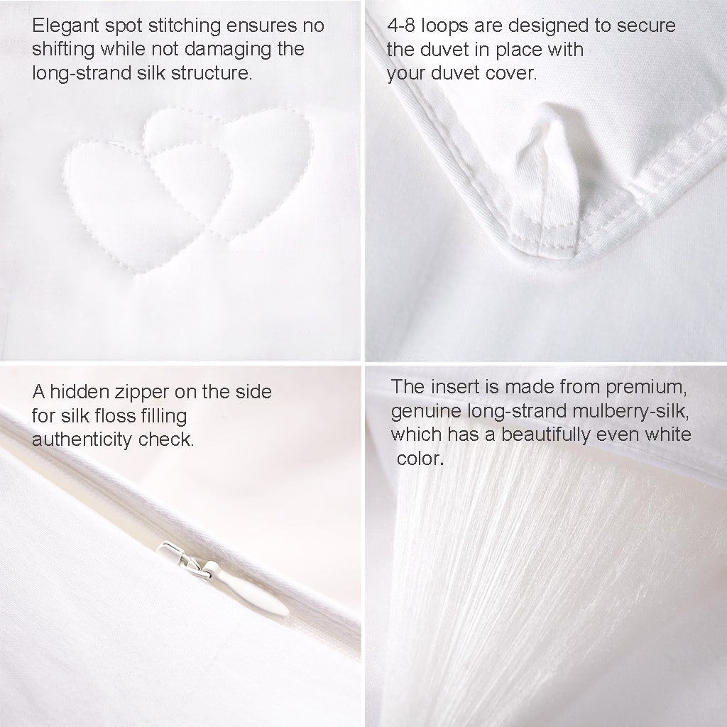 Silk-Filling Duvet Insert with Loop Ties and Hidden Zipper