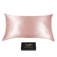 Light Pink (Cold Pink) King-Size 100% 6A+ 22 Momme Mulberry Silk Pillowcase, Zippered With White Piping