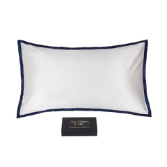 King-size 22 Momme Mulberry Silk Pillow Sham - Cream + Navy Blue
