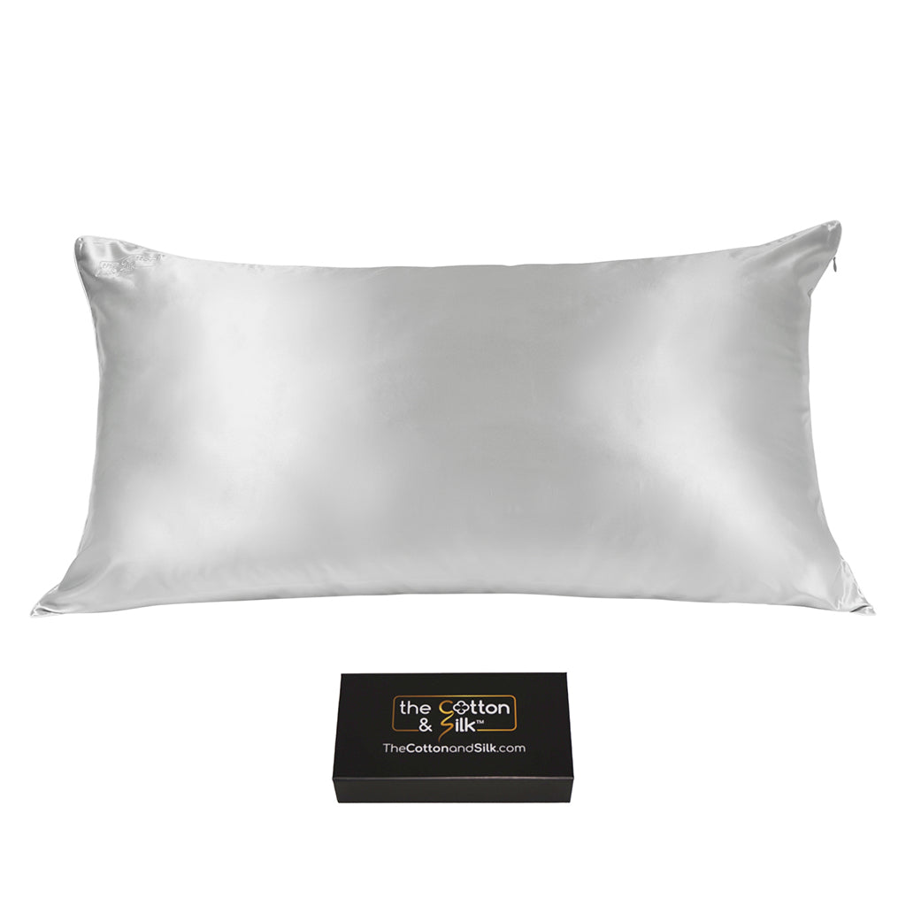 King-size 22 Momme Mulberry Silk Pillowcase, Silver