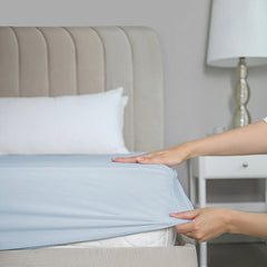 Long-staple Cotton Fitted Sheet, Misty Blue