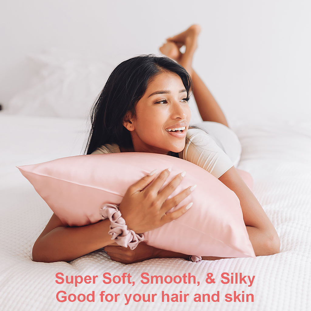 Luxurious Mulberry Silk Pillowcase, Zipper Closure, Lotus