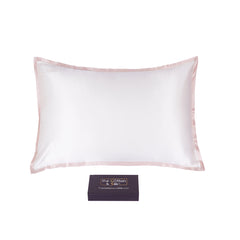 Cream + Pink Queen-Size 100% 6A+ 22 Momme Mulberry Silk Pillow Sham