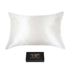White Queen/Standard 100% 6A 22 Momme Mulberry Silk Pillowcase, Zippered With White Piping