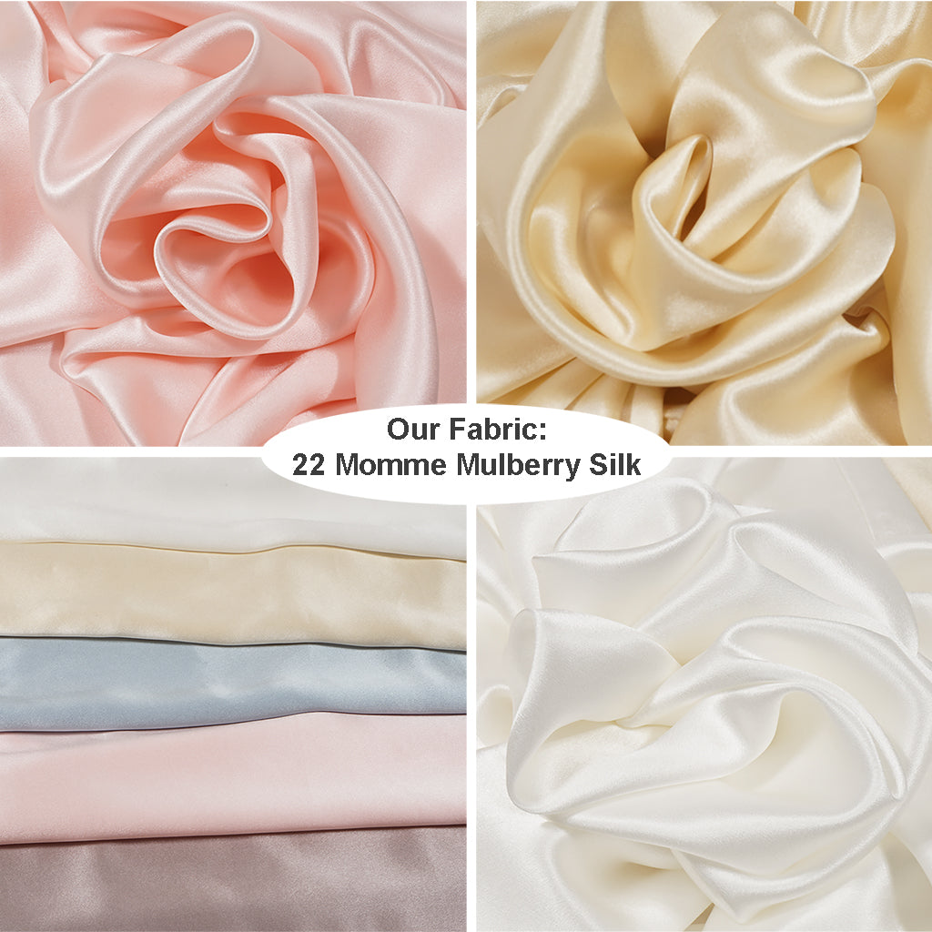 22 Momme Mulberry Silk Pillowcase Pair, Zipper Closure, Cream – THE COTTON  & SILK
