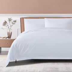 Long-staple Cotton Duvet Cover Set + Fitted Sheet, 4-piece, White